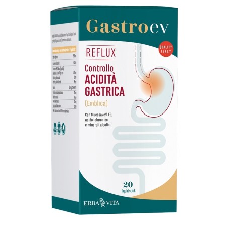 Erba Vita Gastro Ev Reflux integratore emolliente per acidità gastrica 20 stick da 12 ml Erba Vita Gastro Ev Reflux integratore emolliente per acidità gastrica 20 stick da 12 ml