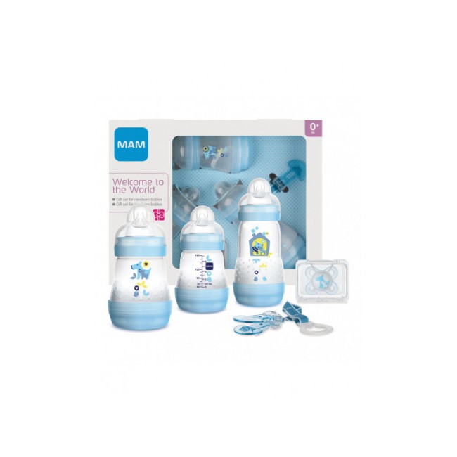 MAM Baby MAM Set Benvenuto al Mondo maschio 3 biberon + 1 clip + 1 succhietto