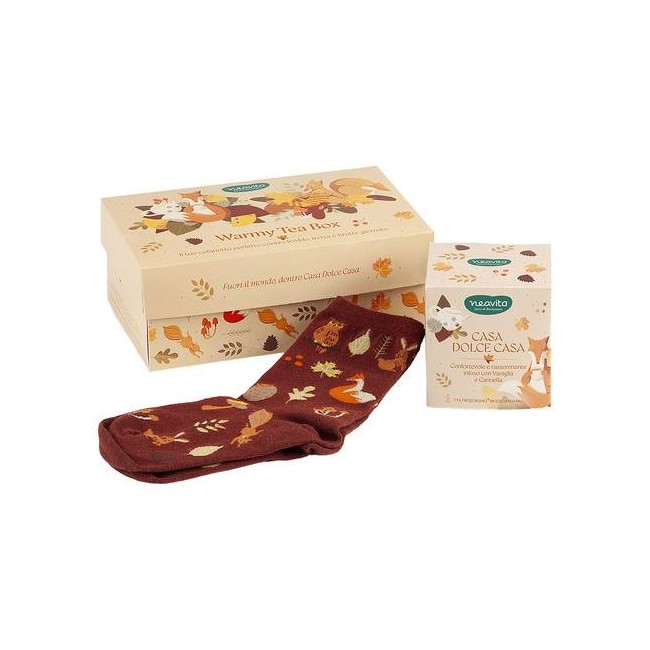 Neavita Warmy Tea cofanetto infuso Casa Dolce Casa 7 filtri + calzini con animali del bosco