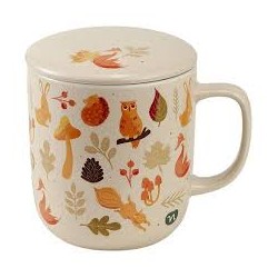 Neavita Warmy Tea Infusiera da 380 ml colore beige con amici del bosco + coperchio + filtro in acciaio