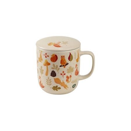 Neavita Warmy Tea Infusiera da 380 ml colore beige con amici del bosco + coperchio + filtro in acciaio