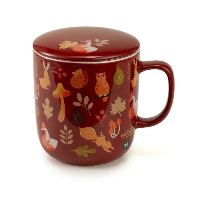 Neavita Warmy Tea Infusiera marrone con animali 380 ml + coperchio + infusore in acciaio