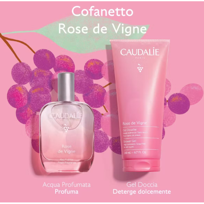 Caudalie Cofanetto Rose de Vigne acqua fresca profumata 50 ml + gel doccia OMAGGIO