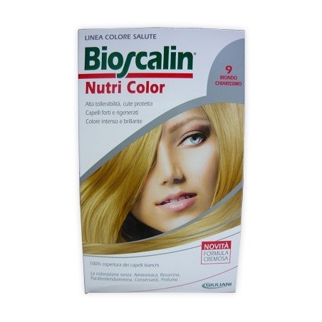 Bioscalin Nutri Color 9 BIONDO CHIARISSIMO colorazione permanente pelle sensibile Bioscalin Nutri Color 9 BIONDO CHIARISSIMO colorazione permanente pelle sensibile