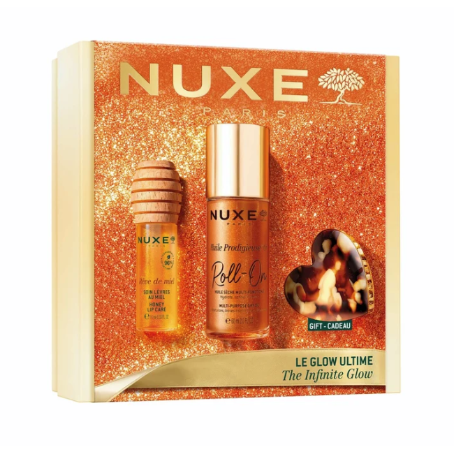 Nuxe Cofanetto Luminosità infinita - Huile Prodigieuse Or roll on 60 ml + gloss labbra al miele
