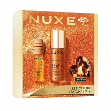 Nuxe Cofanetto Luminosità infinita - Huile Prodigieuse Or roll on 60 ml + gloss labbra al miele