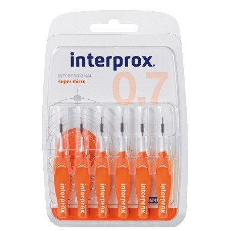 Interprox Super Micro Scovolino per spazi interdentali 0,7 mm 6 pezzi arancione