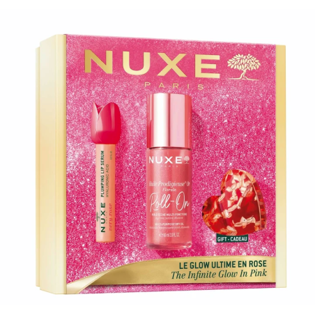 Nuxe Cofanetto Luminosità infinita in rosa - Huile Prodigieuse Or roll florale on 60 ml + very rose lip serum rimpolpante Nuxe Cofanetto Luminosità infinita in rosa - Huile Prodigieuse Or roll florale on 60 ml + very rose lip serum rimpolpante