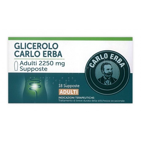 Glicerolo Carlo Erba 18 supposte per adulti 2.250 mg