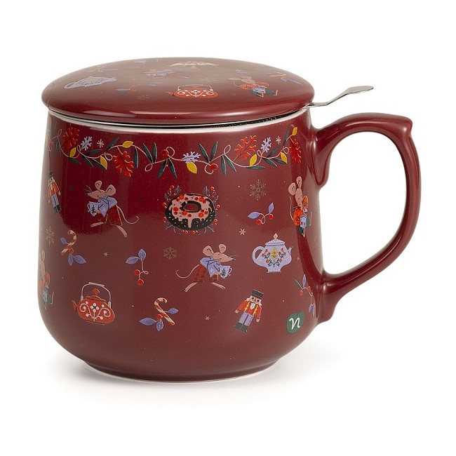 Neavita Sorsi di Natale infusiera rossa decorata con coperchio e filtro in acciaio 400 ml Neavita Sorsi di Natale infusiera rossa decorata con coperchio e filtro in acciaio 400 ml