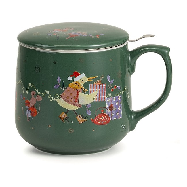 Neavita Sorsi di Natale infusiera verde decorata con coperchio e filtro in acciaio 400 ml Neavita Sorsi di Natale infusiera verde decorata con coperchio e filtro in acciaio 400 ml