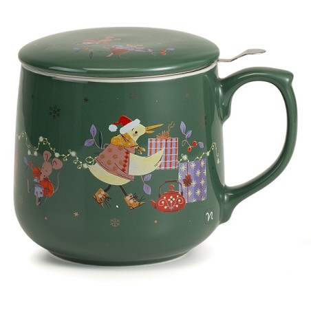 Neavita Sorsi di Natale infusiera verde decorata con coperchio e filtro in acciaio 400 ml Neavita Sorsi di Natale infusiera verde decorata con coperchio e filtro in acciaio 400 ml