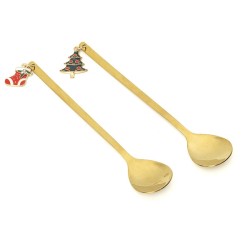 Neavita Cucchiaini natalizi con manico lungo - set da 2 pezzi con decorazione