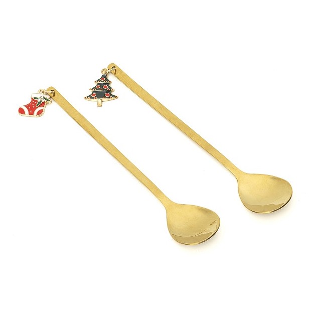 Neavita Cucchiaini natalizi con manico lungo - set da 2 pezzi con decorazione Neavita Cucchiaini natalizi con manico lungo - set da 2 pezzi con decorazione