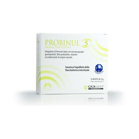 Probinul 5 Cioccolato 12 Bustine - Integratore Intestinale con Probiotici