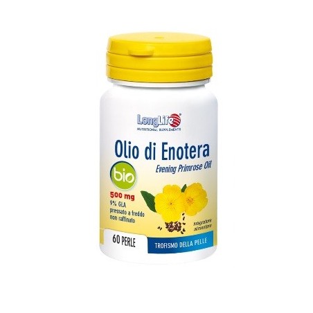LongLife Olio di Enotera Bio 500 mg integratore per la pelle 60 perle LongLife Olio di Enotera Bio 500 mg integratore per la pelle 60 perle