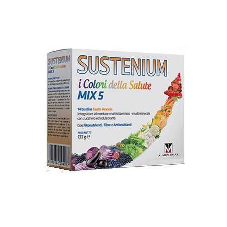 Sustenium I Colori della Salute Mix 5 multivitaminico e multiminerale gusto arancia 14 bustine Sustenium I Colori della Salute Mix 5 multivitaminico e multiminerale gusto arancia 14 bustine