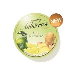 Anberries Lime e zenzero caramelle gommose senza zucchero per la gola 55 g