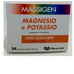 Massigen Magnesio e Potassio integratore di sali minerali senza zucchero 24 bustine
