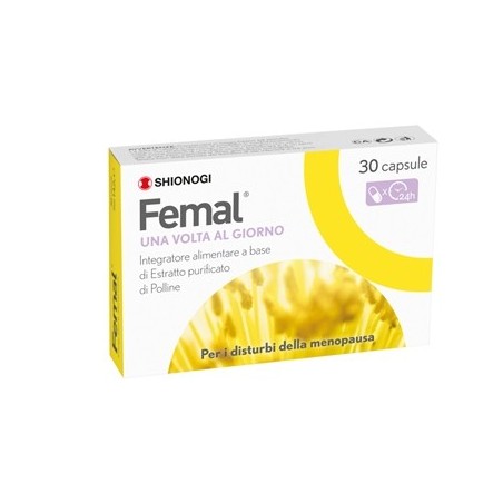 Femal integratore a base di polline per i sintomi della menopausa 30 capsule Femal integratore a base di polline per i sintomi della menopausa 30 capsule