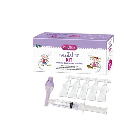 Nebial 3% Kit - 20 flaconcini di soluzione ipertonica e nebulizzatore spray Nebial 3% Kit - 20 flaconcini di soluzione ipertonica e nebulizzatore spray