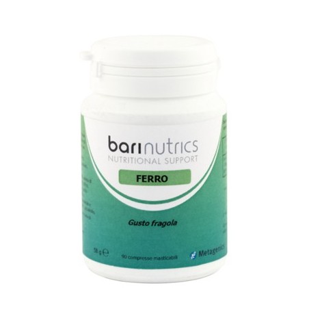 Barinutrics Ferro integratore di ferro vegano gusto fragola 90 compresse Barinutrics Ferro integratore di ferro vegano gusto fragola 90 compresse