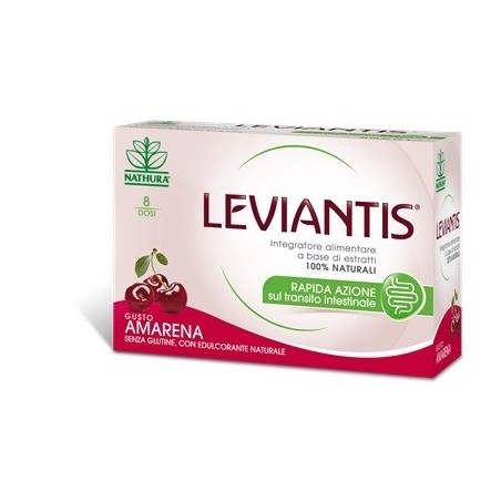 Leviantis integratore con rapida azione sul transito intestinale 16 buste gusto amarena Leviantis integratore con rapida azione sul transito intestinale 16 buste gusto amarena
