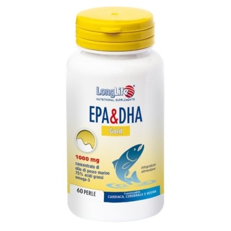 LongLife EPA&DHA Gold 1000 mg integratore per il benessere del cuore 60 perle LongLife EPA&DHA Gold 1000 mg integratore per il benessere del cuore 60 perle