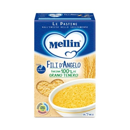 Mellin Fili d'Angelo Pastina per bambini con 100% farina di grano tenero 350 g Mellin Fili d'Angelo Pastina per bambini con 100% farina di grano tenero 350 g