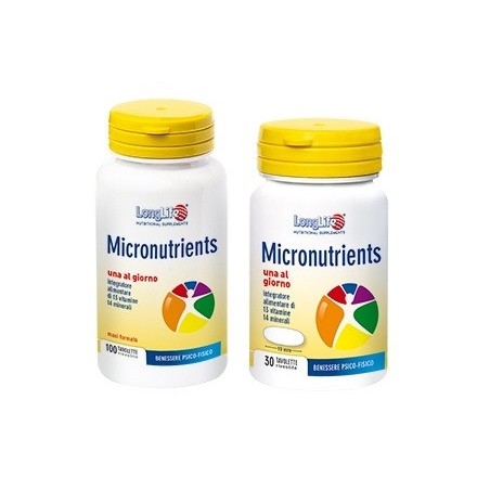 Longlife Micronutrients integratore di 13 vitamine e 14 minerali 30 tavolette Longlife Micronutrients integratore di 13 vitamine e 14 minerali 30 tavolette