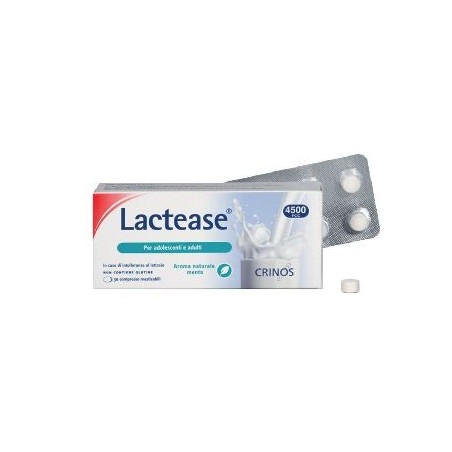 Lactease 4500 Integratore per intolleranza al lattosio di adolescenti e adulti 30 compresse masticabili Lactease 4500 Integratore per intolleranza al lattosio di adolescenti e adulti 30 compresse masticabili