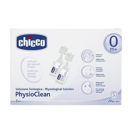 Chicco PhysioClean Soluzione fisiologica per aerosol terapia 20 flaconcini 2 ml Chicco PhysioClean Soluzione fisiologica per aerosol terapia 20 flaconcini 2 ml