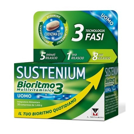 Sustenium Bioritmo 3 Uomo - Integratore multivitaminico per l'uomo 30 compresse