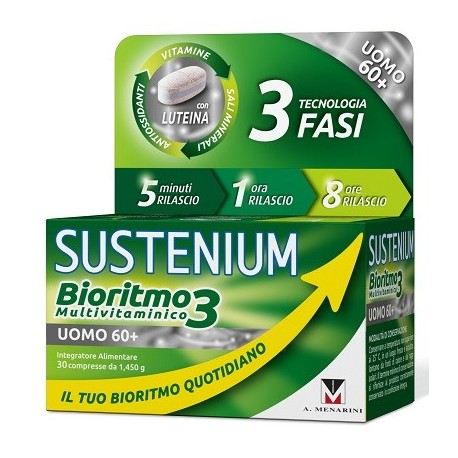 Sustenium Bioritmo 3 Uomo 60+ - Integratore multivitaminico per l'uomo 30 compresse