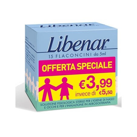 Libenar Soluzione fisiologica sterile 15 flaconcini 5ml Offerta Libenar Soluzione fisiologica sterile 15 flaconcini 5ml Offerta