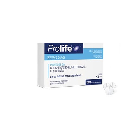 Prolife Zerogas integratore contro gonfiore e coliche intestinali 45 compresse Prolife Zerogas integratore contro gonfiore e coliche intestinali 45 compresse