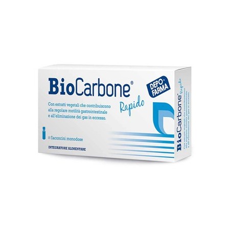 Depofarma BioCarbone Rapido integratore per gonfiori intestinali 8 flaconcini Depofarma BioCarbone Rapido integratore per gonfiori intestinali 8 flaconcini