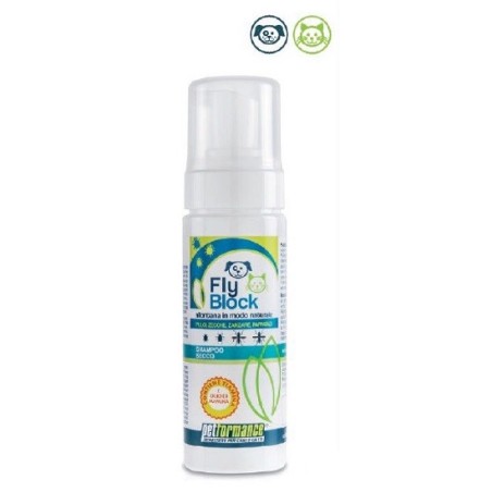 Petformance Flyblock Shampoo secco anti pulci zecche zanzare per cani e gatti 150 ml Petformance Flyblock Shampoo secco anti pulci zecche zanzare per cani e gatti 150 ml