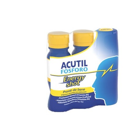 Acutil Fosforo Energy Shot - Integratore energetico per concentrazione 3 flaconcini da 60 ml