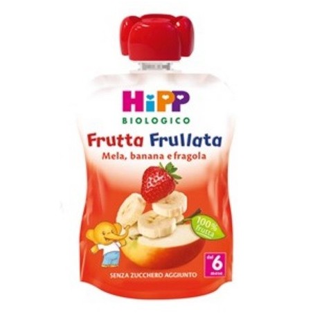 Hipp Biologico Frutta Frullata mela banana e fragola per bambini 90 g Hipp Biologico Frutta Frullata mela banana e fragola per bambini 90 g