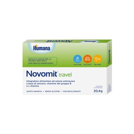 Humana Novomit Travel integratore antinausea digestivo 12 gomme da masticare Humana Novomit Travel integratore antinausea digestivo 12 gomme da masticare