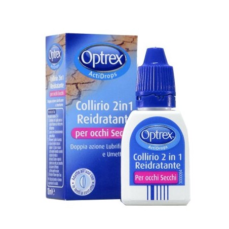 Optrex Actidrops 2 in 12 Collirio idratante rinfrescante per occhi secchi 10 ml
