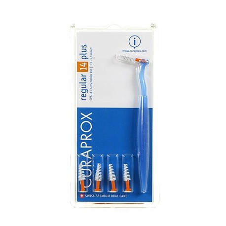 Curaprox Regular Arancione 14 Regular scovolino conico per spazi interdentali 5 testine + supporto