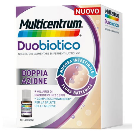 Multicentrum Duobiotico Integratore di Fermenti Lattici Vivi e Vitamine 16 Flaconcini