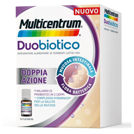 Multicentrum Duobiotico Integratore di Fermenti Lattici Vivi e Vitamine 16 Flaconcini Multicentrum Duobiotico Integratore di Fermenti Lattici Vivi e Vitamine 16 Flaconcini
