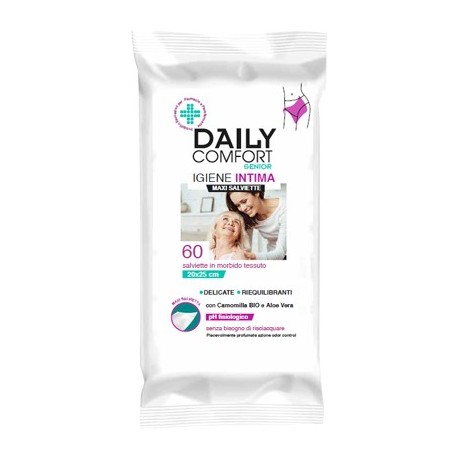 Daily Comfort Senior Panni per l'igiene intima in morbido tessuto 60 maxi salviette
