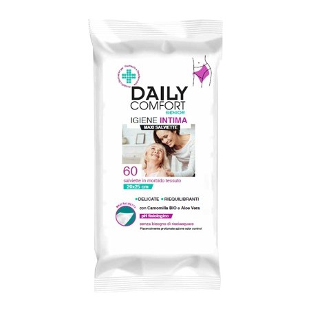 Daily Comfort Senior Panni per l'igiene intima in morbido tessuto 60 maxi salviette Daily Comfort Senior Panni per l'igiene intima in morbido tessuto 60 maxi salviette