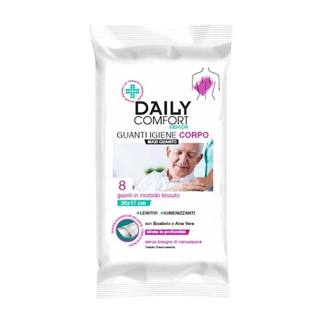 Daily Comfort Senior Maxi guanto per l'igiene del corpo in morbido tessuto 8 pezzi