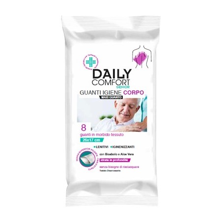 Daily Comfort Senior Maxi guanto per l'igiene del corpo in morbido tessuto 8 pezzi Daily Comfort Senior Maxi guanto per l'igiene del corpo in morbido tessuto 8 pezzi