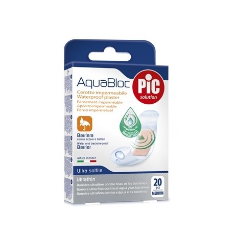 PIC Aquabloc Cerotto Impermeabile Antibatterico 19x72 mm 20 Pezzi